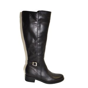 La CANADIENNE Silvana Waterproof Black Tall Leather Buckle Riding Boots